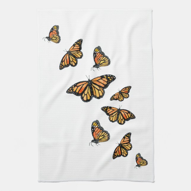 Orange monarch butterfly nature wildlife kitchen towel (Vertical)