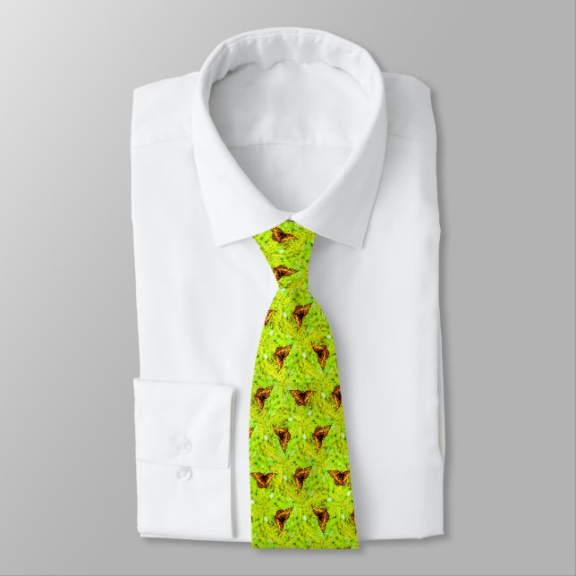 Orange Monarch Butterfly Neck Tie (Tied)