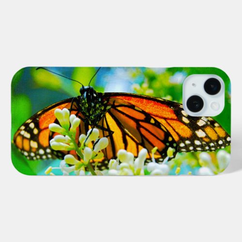 Orange monarch butterfly photo bold simple modern iPhone 15 plus case