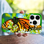 Orange monarch butterfly photo modern bold simple iPhone 16 pro case<br><div class="desc">A close-up photo of a delicate, orange monarch butterfly on a white blossom. Feel the sunshine of a warm, sunny day whenever you use this stunning, colorful photography cell phone case. Makes a great gift for someone special! You can easily personalize this cell phone case plus I also offer customization...</div>