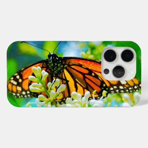 Orange monarch butterfly photo modern bold simple iPhone 15 pro case