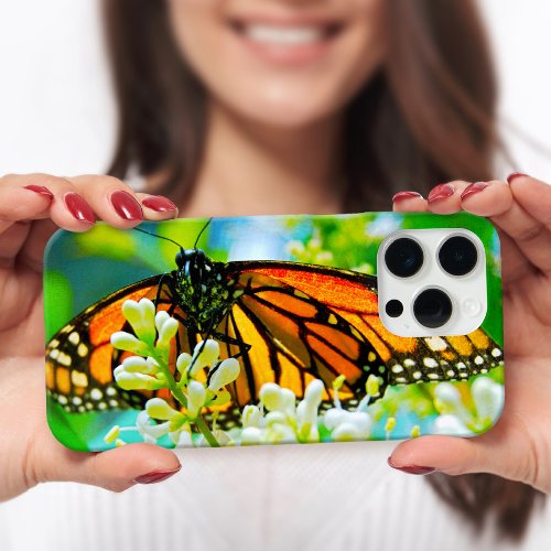 Orange monarch butterfly photo modern bold stylish iPhone 15 pro max case