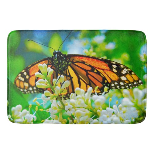 Orange Monarch Butterfly Photo Modern Simple Bold Bathroom Mat