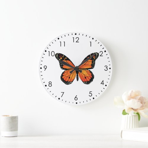 Orange Monarch Butterfly Wall Clock