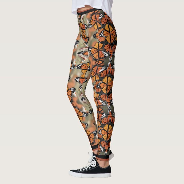 Orange Monarch Butterfly Wings Illustration  Leggings (Left)