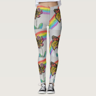 Orange Monarch Rainbow Watercolor Leggings