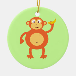 Orange Monkey Ceramic Ornament