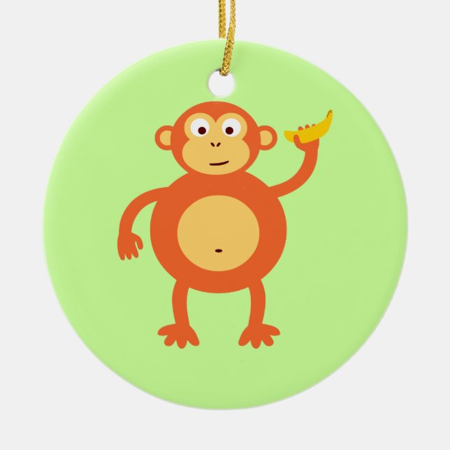 Orange Monkey Ceramic Ornament (Front)