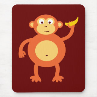 Orange Monkey Mouse Pad