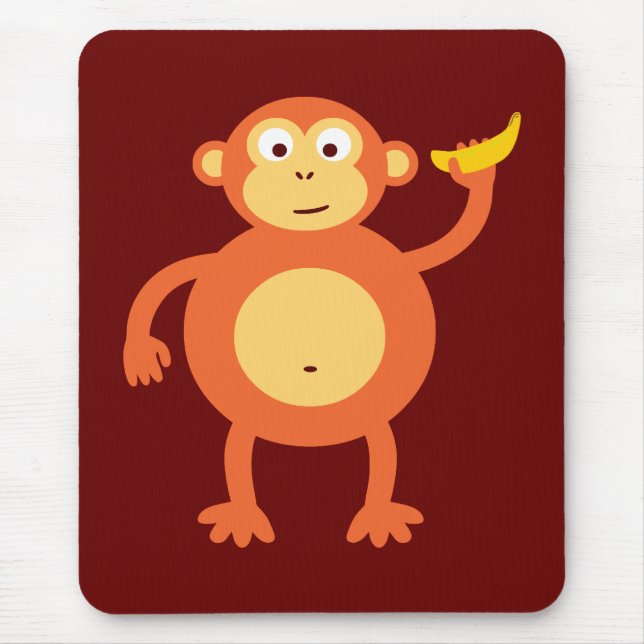 Orange Monkey Mouse Pad (Front)
