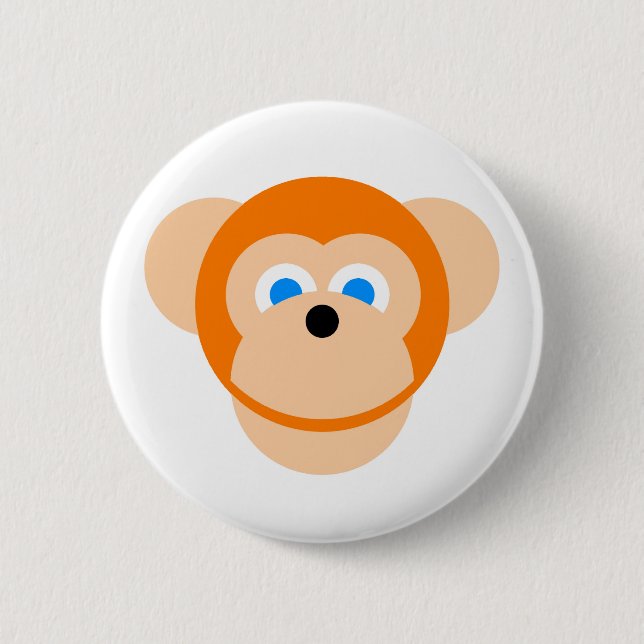 Orange monkey pinback button (Front)
