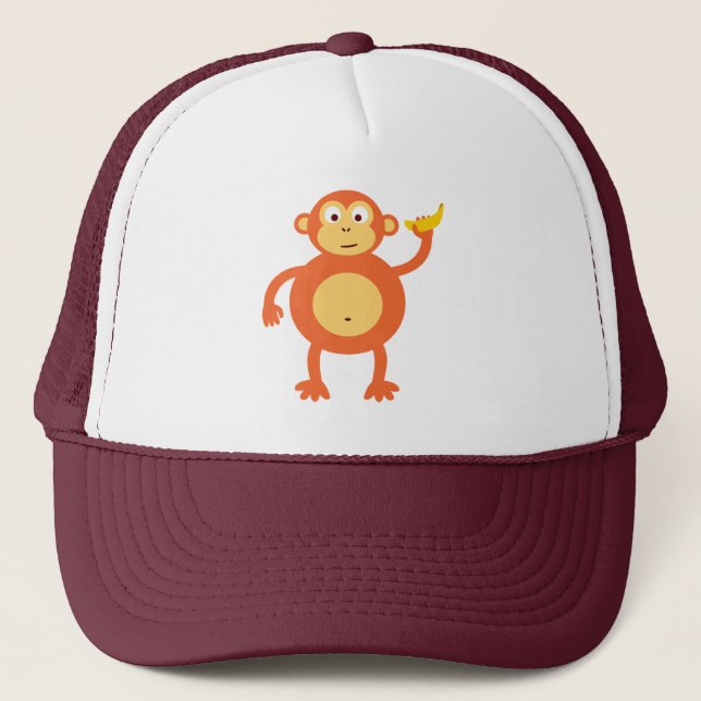 Orange Monkey Trucker Hat (Front)