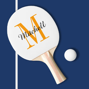 Orange Monogram and Name Personalized Ping Pong Paddle