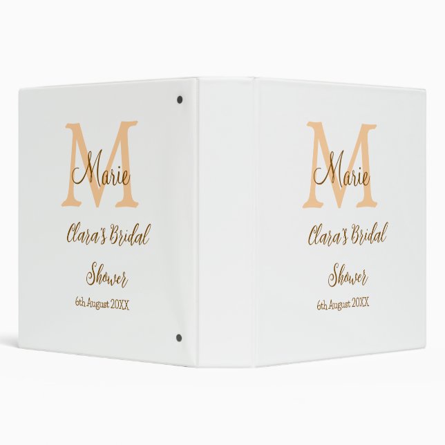 Orange monogram bridal shower add name modern simp 3 ring binder (Background)