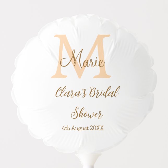 Orange monogram bridal shower add name modern simp balloon (Front)