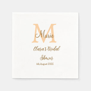 Orange monogram bridal shower add name modern simp napkins