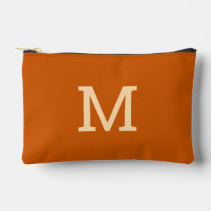 Orange Monogram Initial Accessory Makeup Pouch