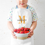 Orange Monogram Initial and Name Personalized Kids' Apron<br><div class="desc">Custom designed child's apron, perfect for your little chef in training! Personalize it with her monogram name and initial or other custom text. Click Customize It to change fonts and colors or add more text or images to create a special one of a kind gift. Also available in adult sized...</div>