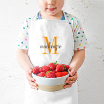 Orange Monogram Initial and Name Personalized Kids' Apron