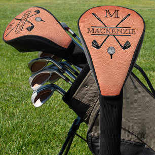 Orange Monogram Initial Name  Golf Head Cover