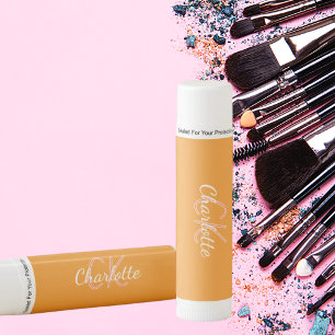 Orange monogram name lip balm
