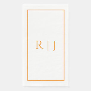 Orange Monogram Spring Summer Elegant Wedding Paper Guest Towels