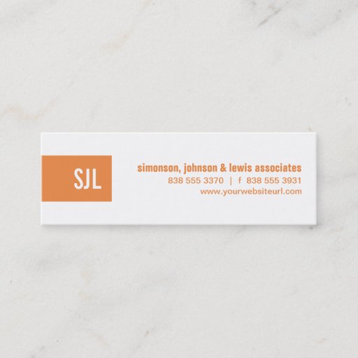 Customizable Orange Monogram Strip Business Card Template