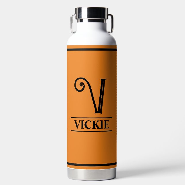 Orange Monogrammed  Water Bottle (Front)