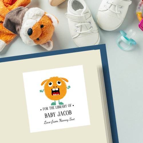 orange Monster Baby Toddler Personalized Bookplate
