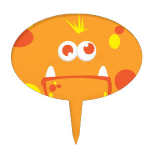 Orange Monster Face Cake Topper