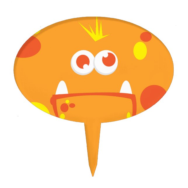 Orange Monster Face Cake Topper (Front)