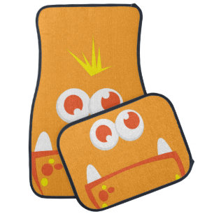 Orange Monster Face Car Mats