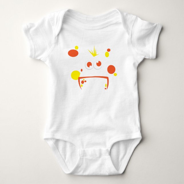Orange Monster Face Clothing Baby Bodysuit (Front)