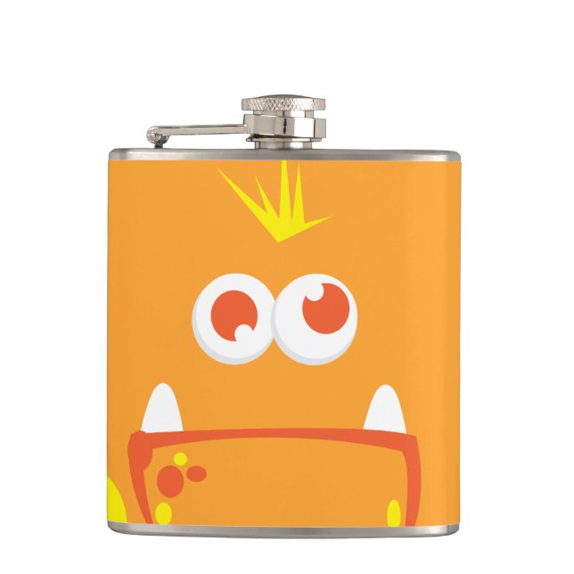 Orange Monster Face Flask (Front)