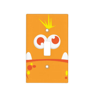 Orange Monster Face Light Switch Cover