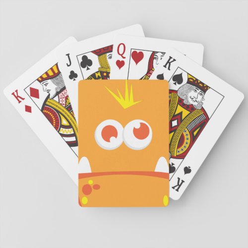 Orange Monster Face Playing Cards