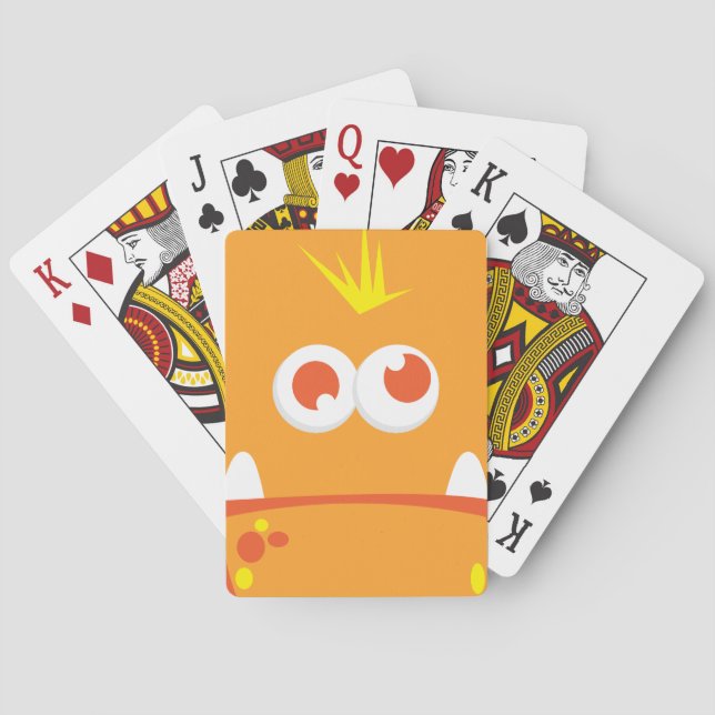 Orange Monster Face Playing Cards (Back)