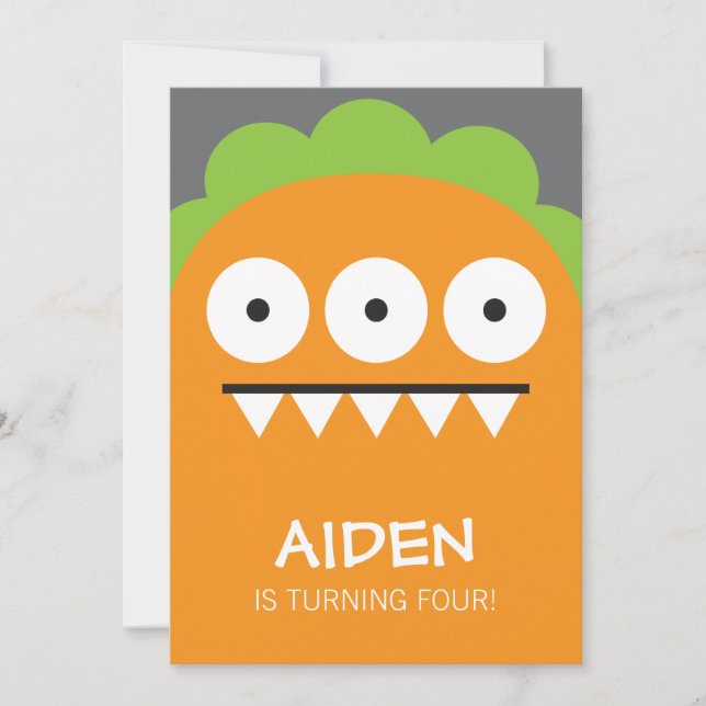 Orange Monster Invitation (Front)