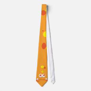 Orange Monster Kawaii Face Men's Neck Tie