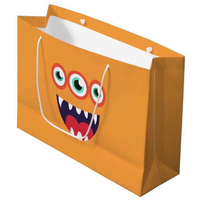 Orange Monster Large Gift Bag (Front Angled)