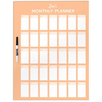 Orange Monthly Planner Dry Erase Board with Name