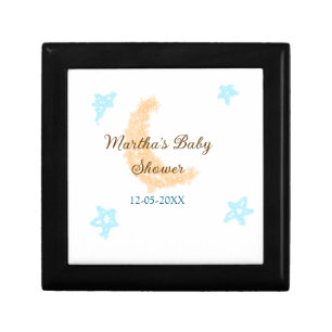 Orange moon blue stars glitter baby shower sparkle gift box