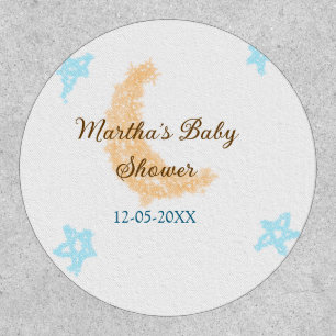 Orange moon blue stars glitter baby shower sparkle patch