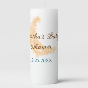Orange moon blue stars glitter baby shower sparkle pillar candle