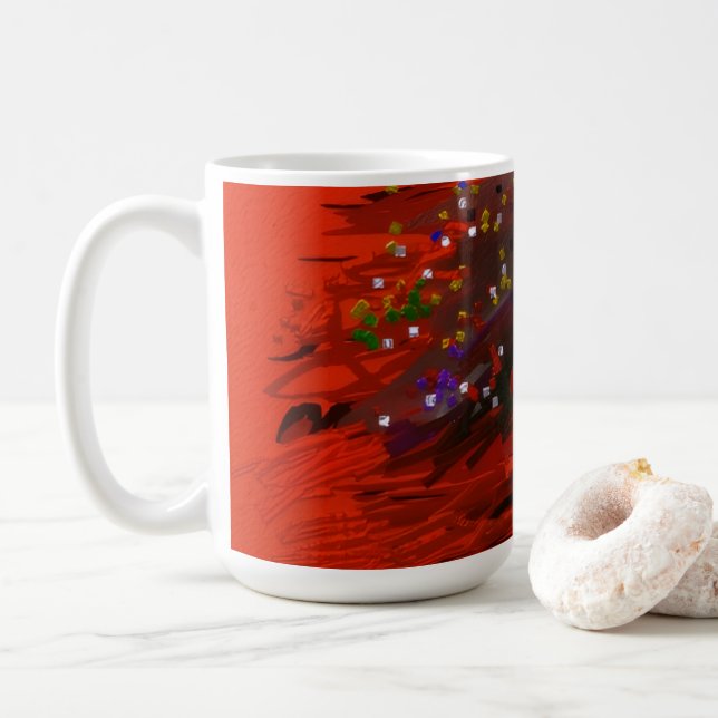 Orange Moon Landscape Coffee Mug (With Donut)