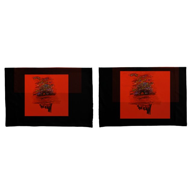 Orange Moon Landscape Pillowcases (Front-Set)