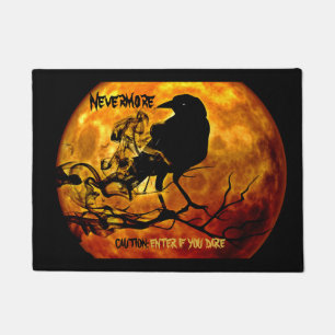 Orange Moon Raven Crow Enter If You Dare Door Mat