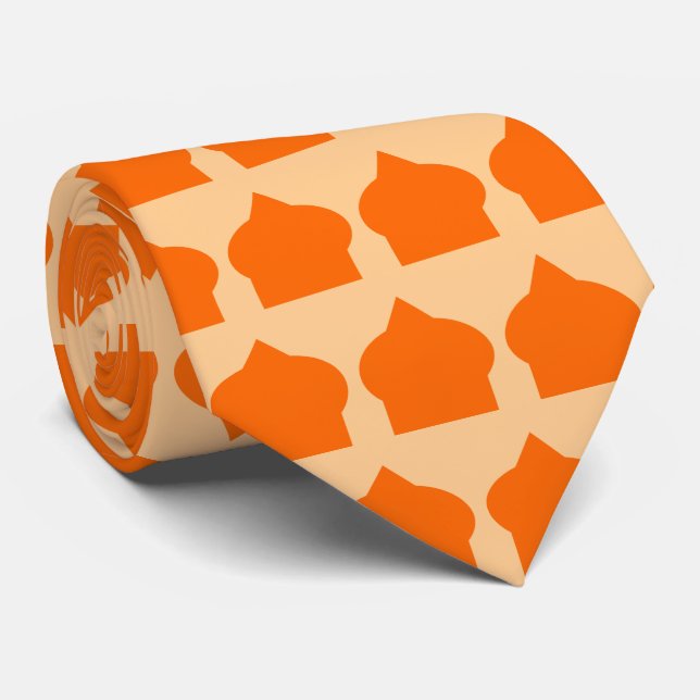 Orange Moroccan Pattern Design Neck Tie (Rolled)