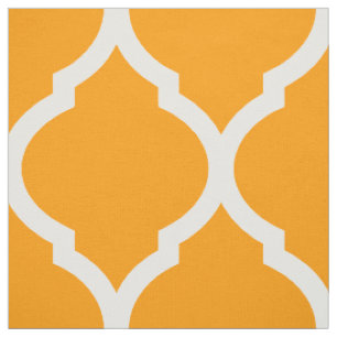 Orange Moroccan Quatrefoil Large Scale Fabric
