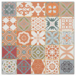 Orange Moroccan tile Fabric